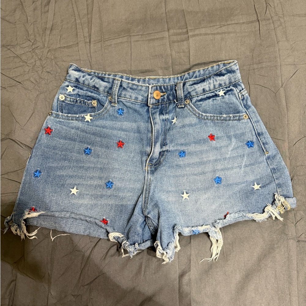 No Boundaries Blue Jean Shorts with Star Embellishments